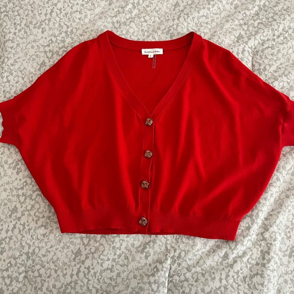 Red Button-Up Cardigan